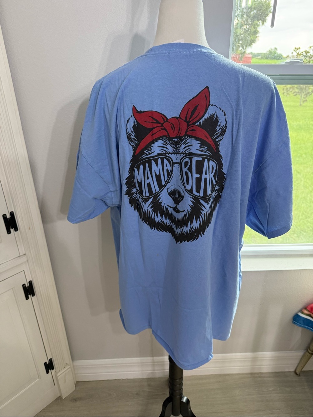 Port Authority Baby Blue Short-Sleeve Crewneck Tee with Mama Bear design - Picture 3 of 5